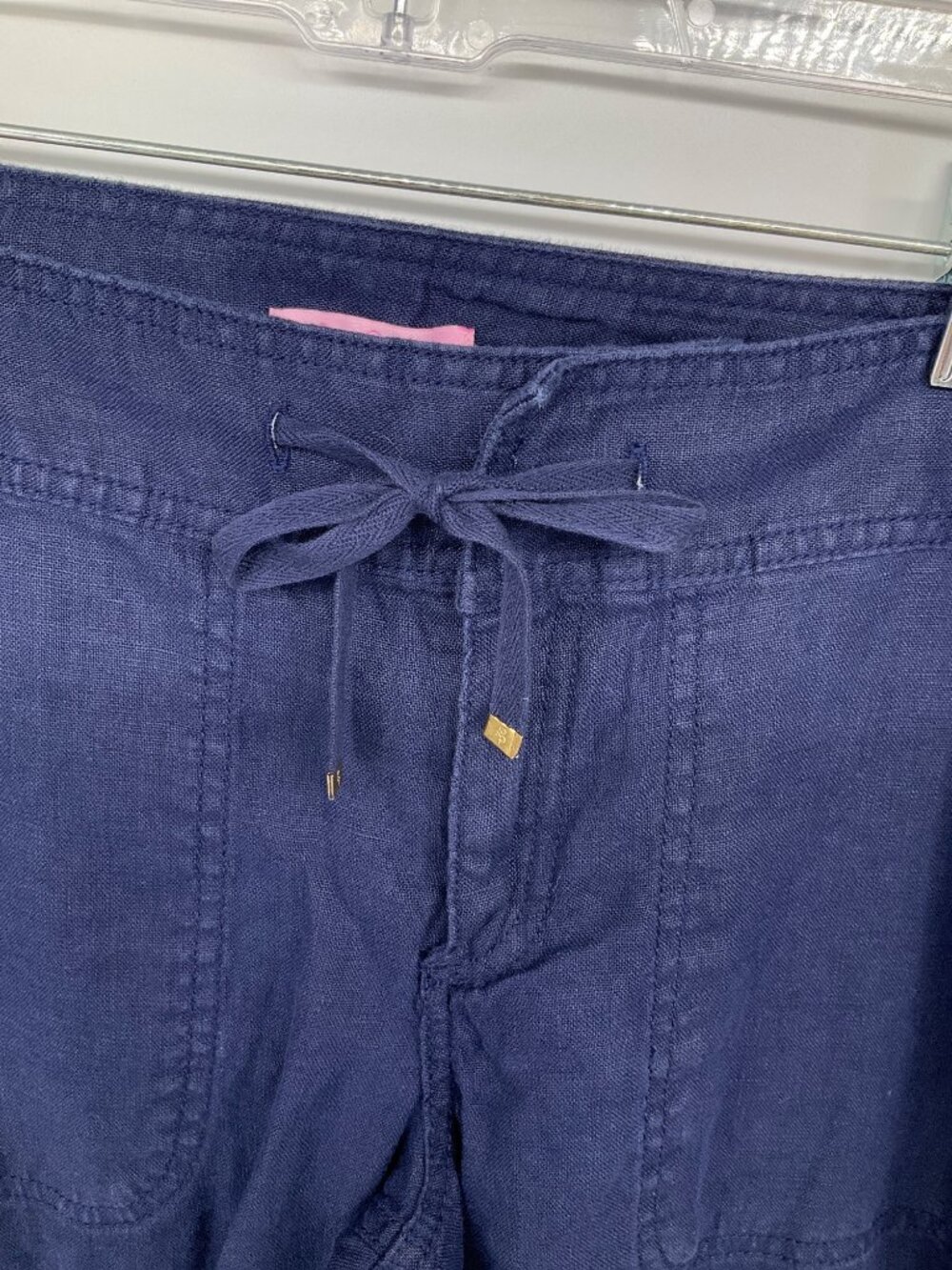 Lilly Pulitzer Galley Pants size 4 True Navy Blue 100%‎ Linen Women's - Picture 3 of 9